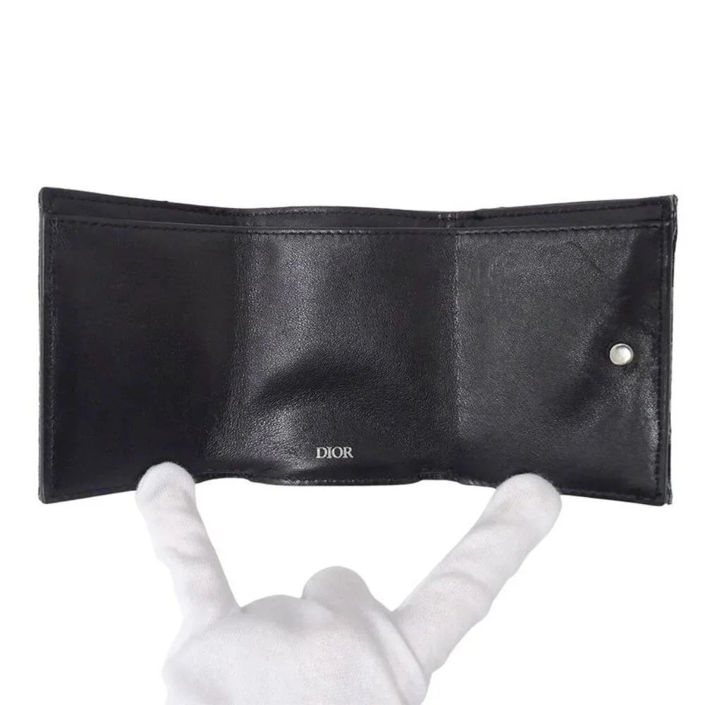 Dior Wallet Trifold Blue Jacquard Navy Mini